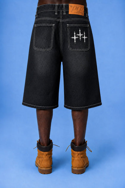 FADED BLACK JORTS - Purple Place