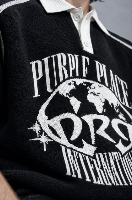 Knit Tee International Black – t-shirt noir logo jacquard – photo 4