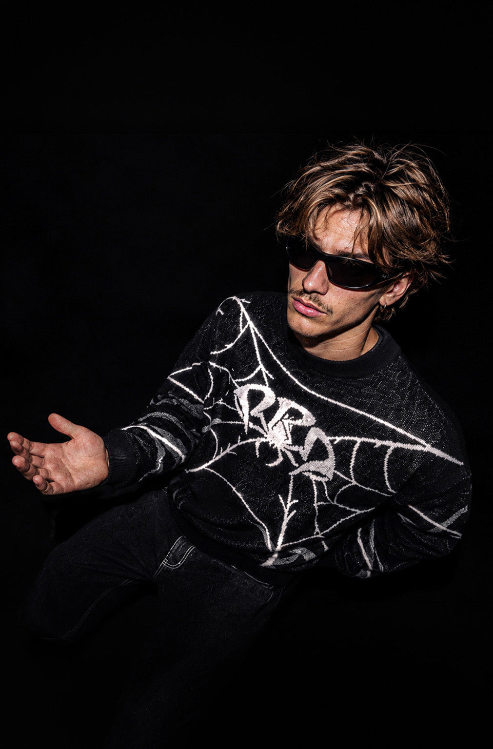 Origin Knitwear – pull jacquard noir réfléchissant – photo 5