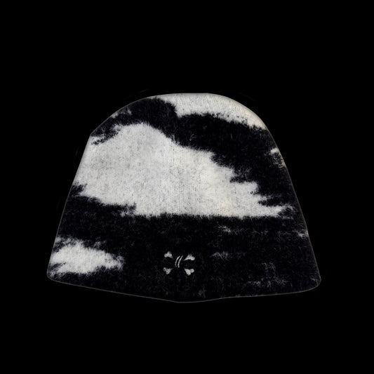 Beanie Mohair Hitam/Putih