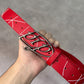 Origin Belt Red – ceinture rouge similicuir boucle custom – photo 2