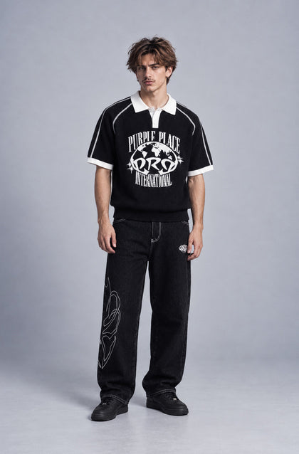 Origin Pant – pantalon denim noir brodé – photo 3