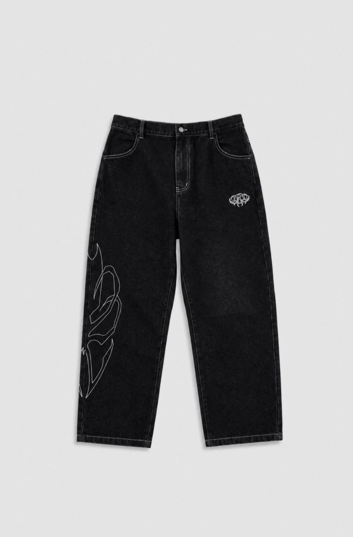 Origin Pant – pantalon denim noir brodé – photo 1