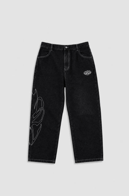 Origin Pant – pantalon denim noir brodé – photo 1