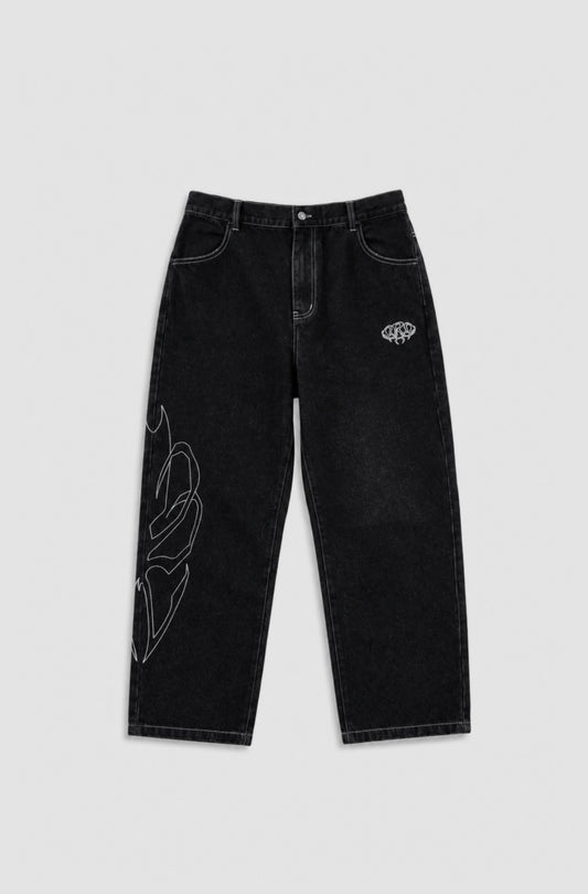 Origin Pant – pantalon denim noir brodé – photo 1