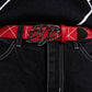 Origin Belt Red – ceinture rouge similicuir boucle custom – photo 3