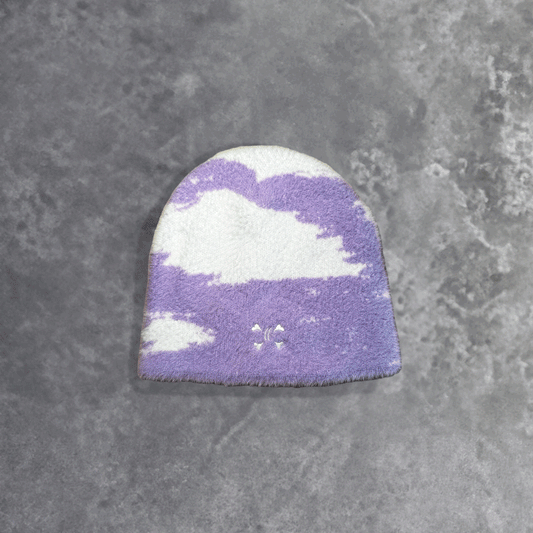 Mohair Beanie purple/white