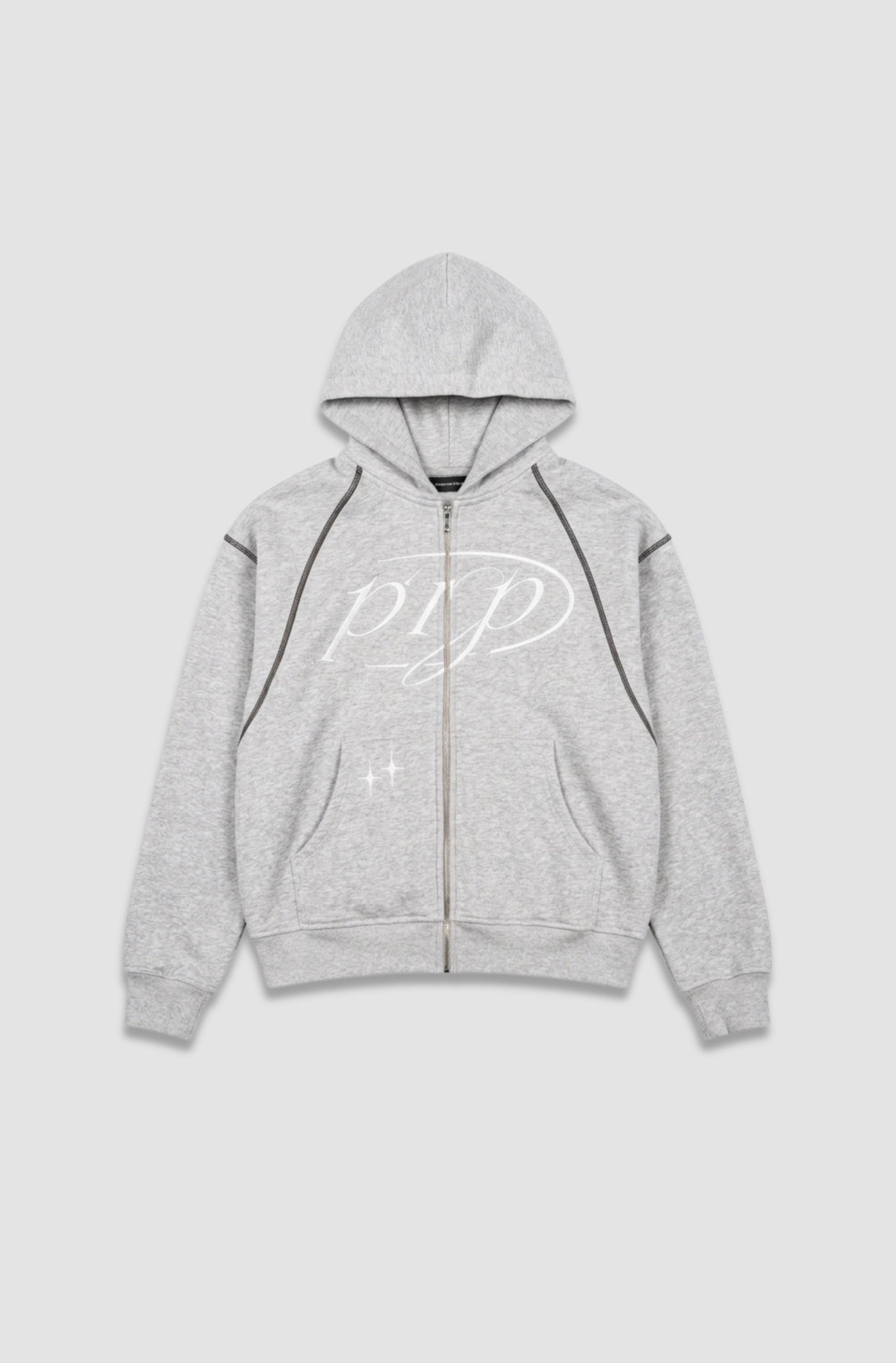 GREY ZIP HOODIE - Purple Place