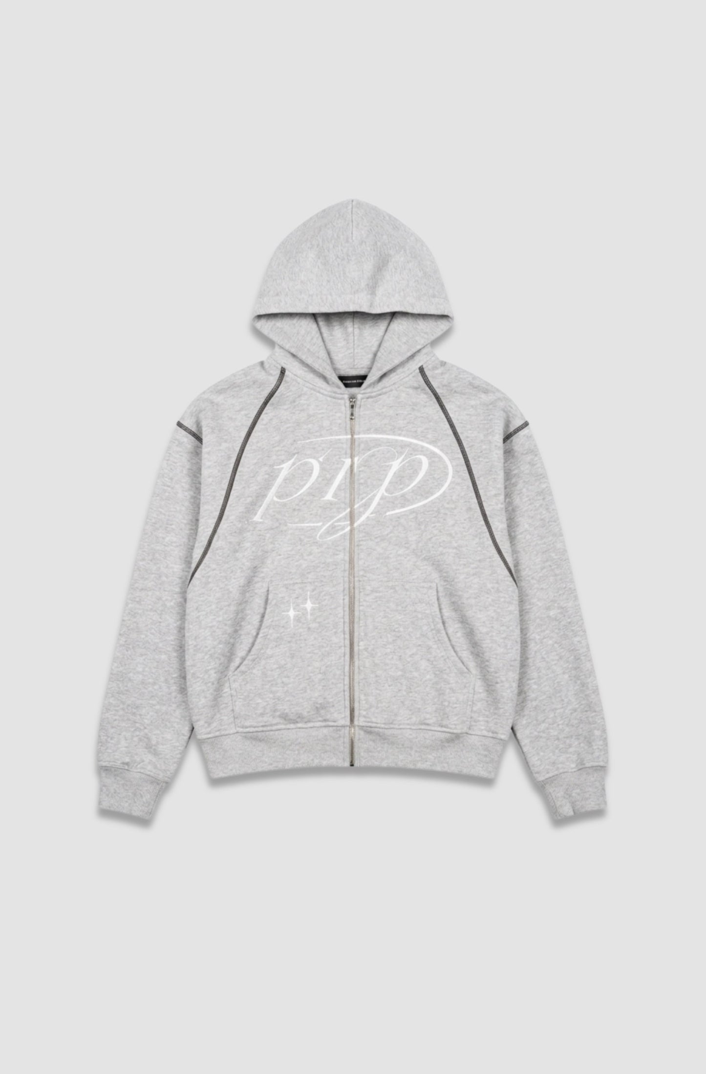 GREY ZIP HOODIE - Purple Place