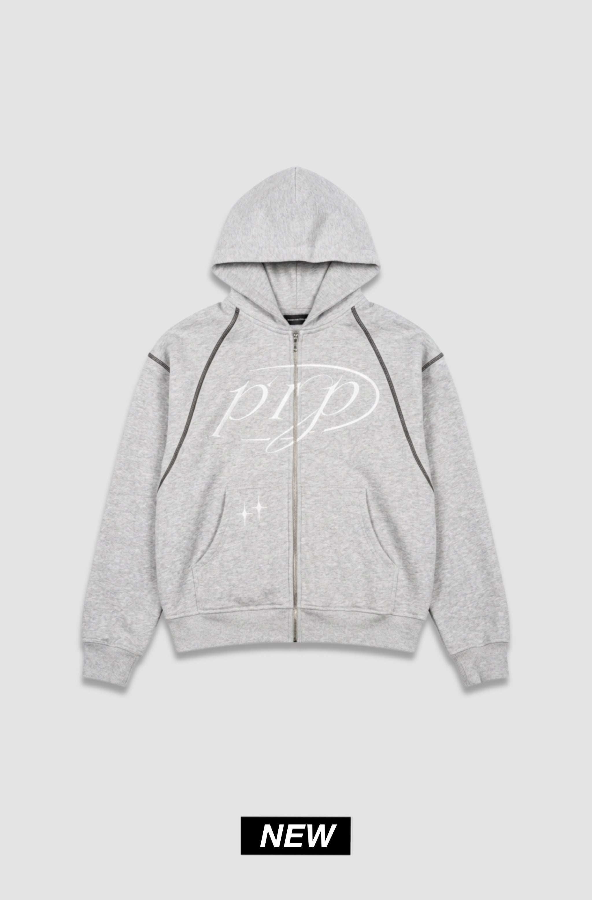 GREY ZIP HOODIE - Purple Place