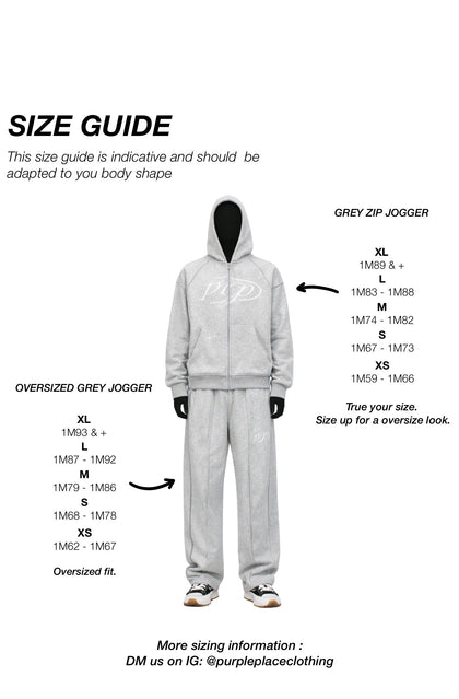 GREY ZIP HOODIE - Purple Place