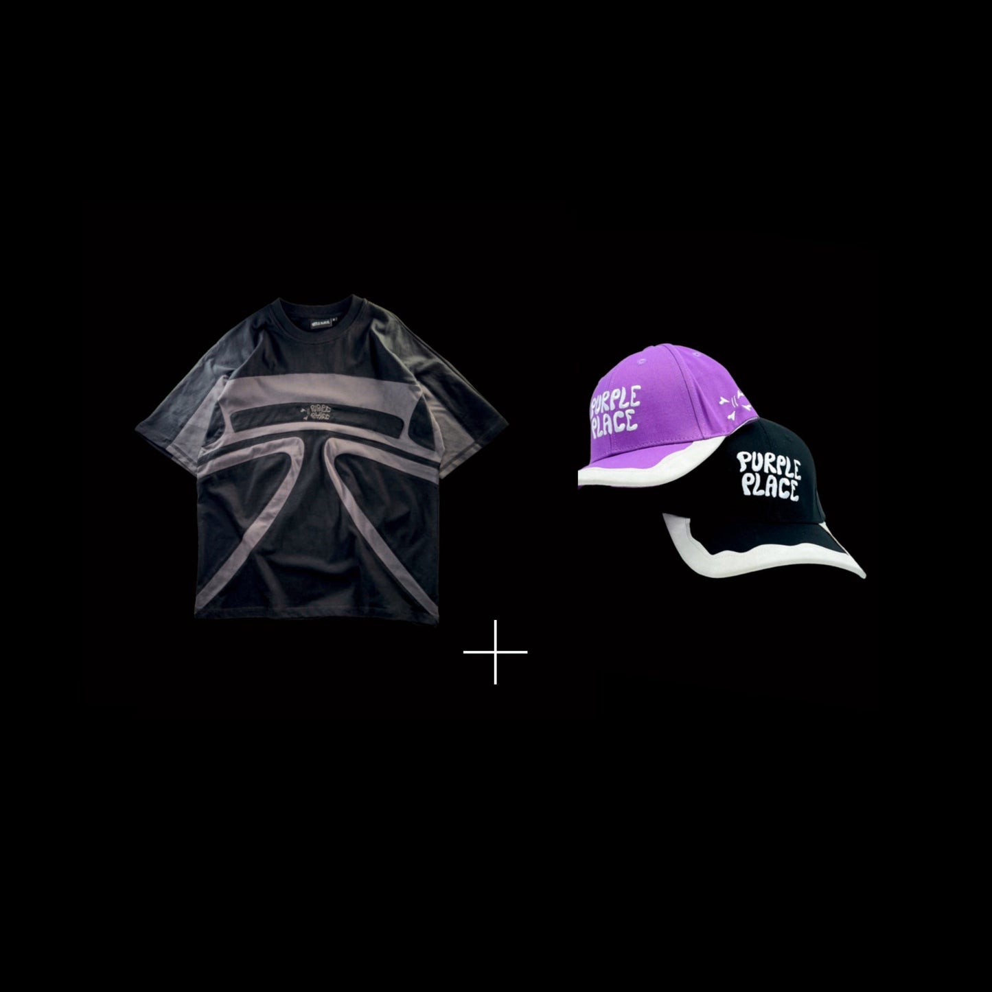 Hooking Tee & Cap Black - Purple Place