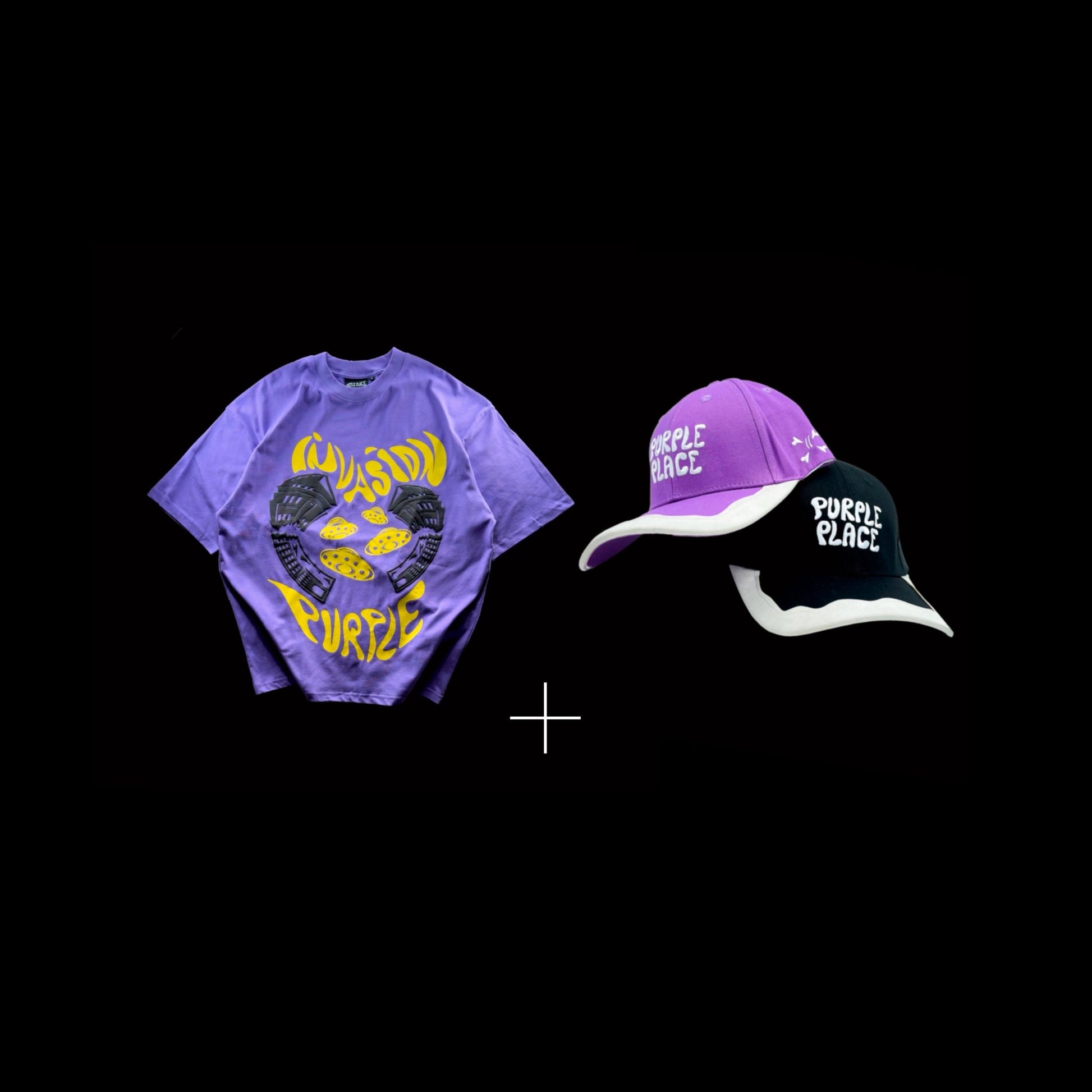 Invasion T-shirt Purple & Cap Pink - Purple Place