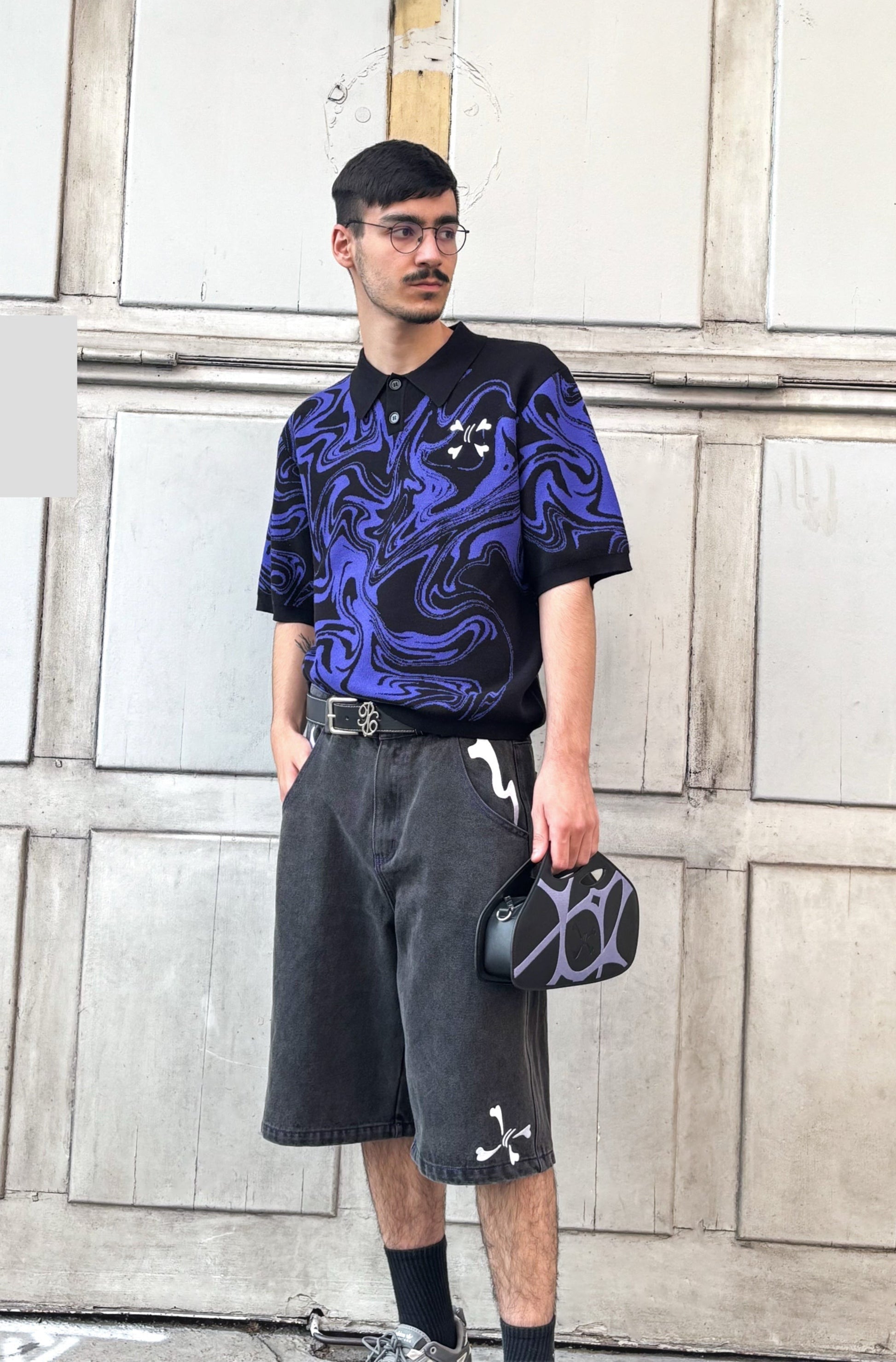 Knit tee Black / Purple - Purple Place