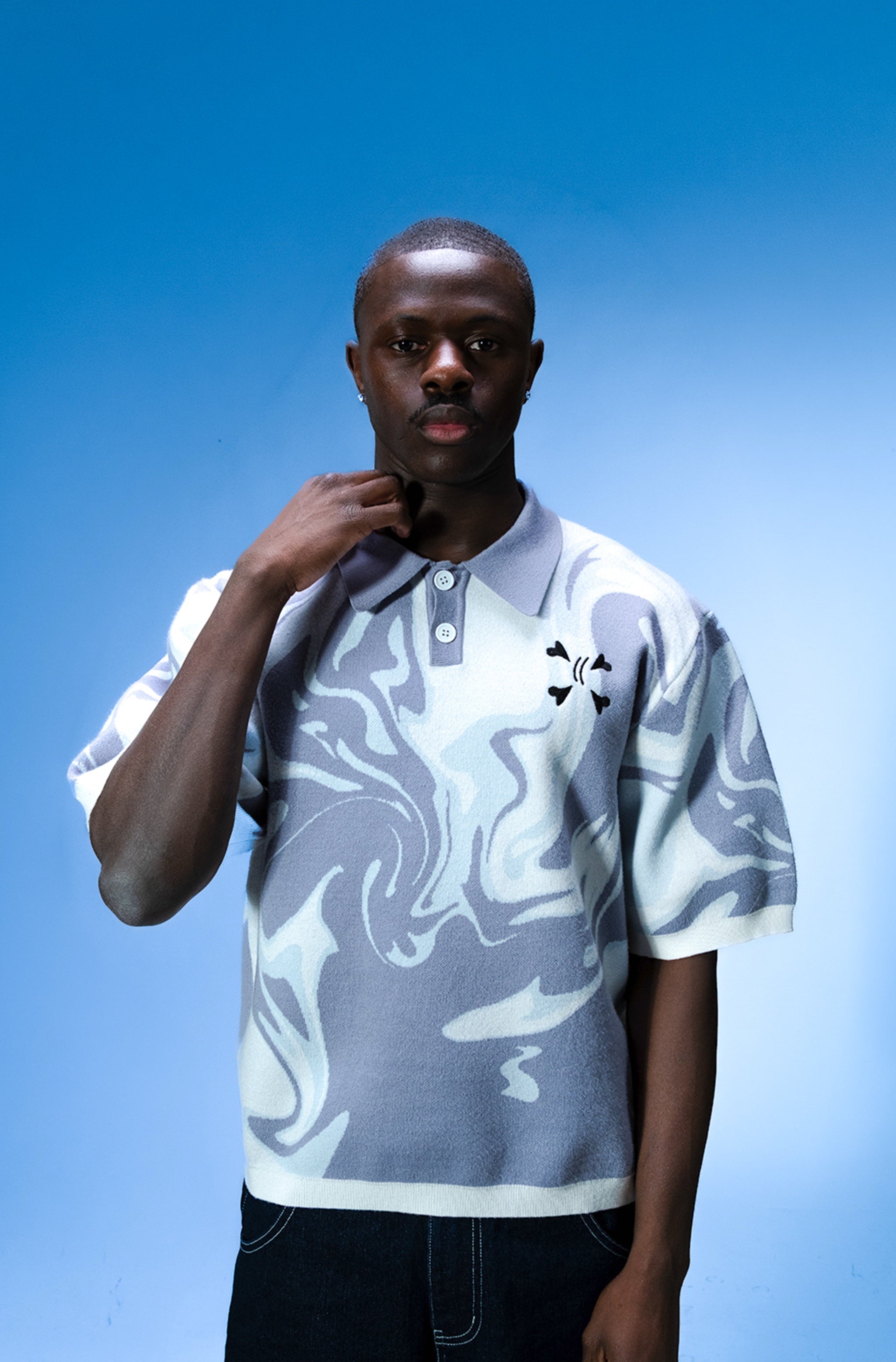 KNIT TEE - GRAY & WHITE - Purple Place