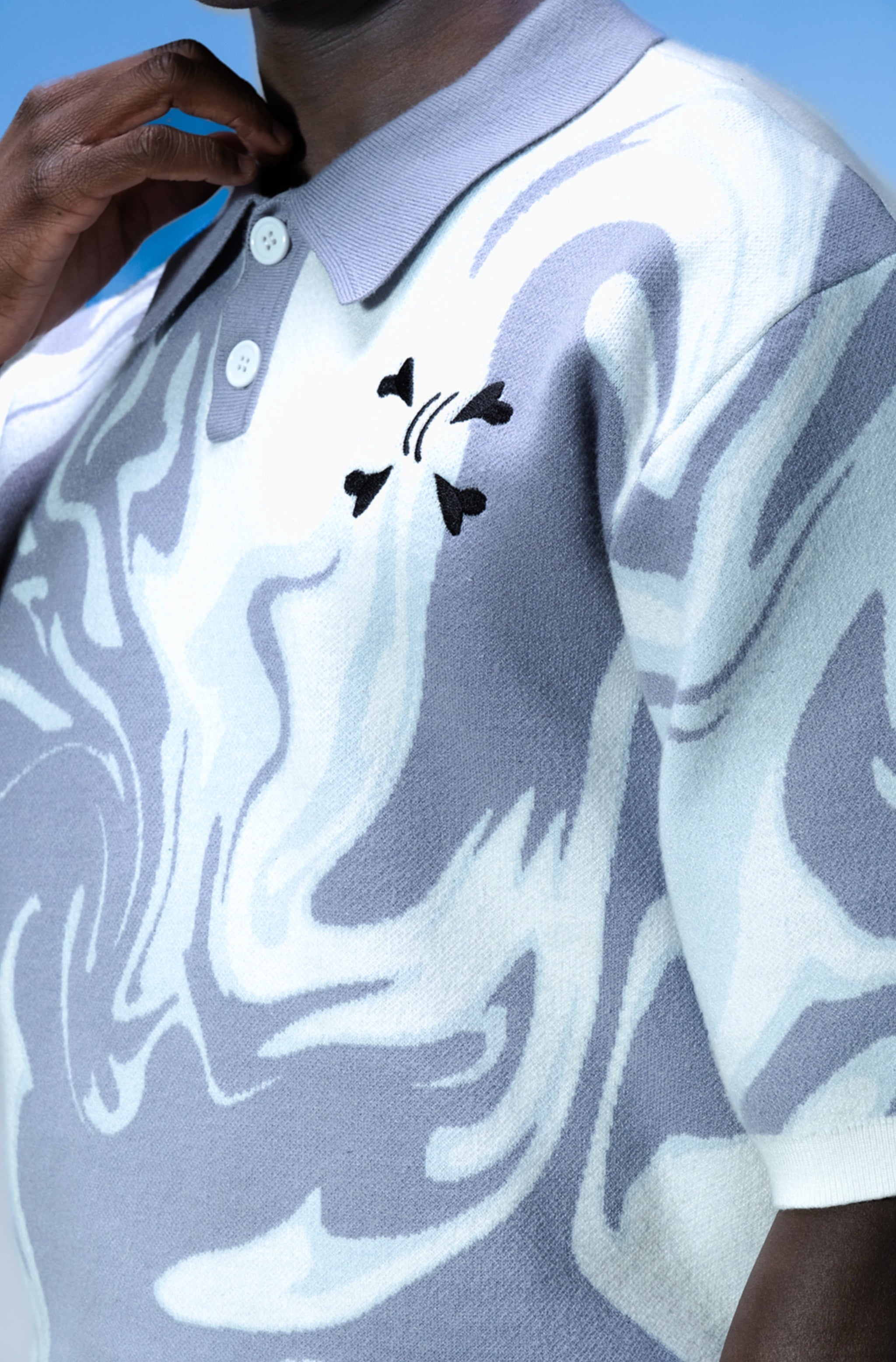 KNIT TEE - GRAY & WHITE - Purple Place