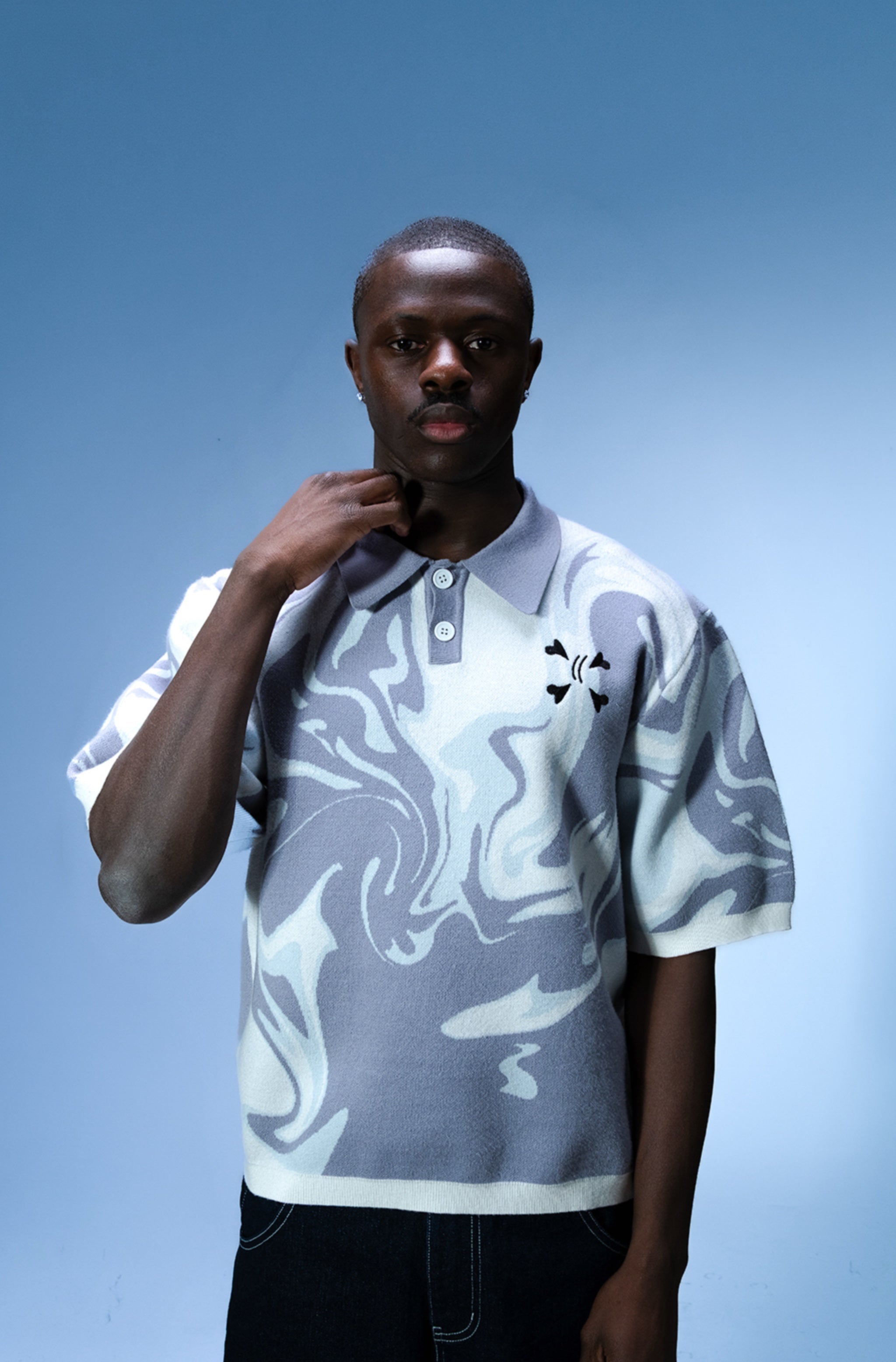 KNIT TEE - GRAY & WHITE (SOLD OUT) - Purple Place