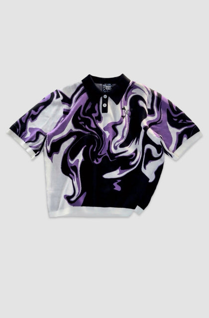 KNIT TEE WHITE / BLACK / PURPLE - Purple Place