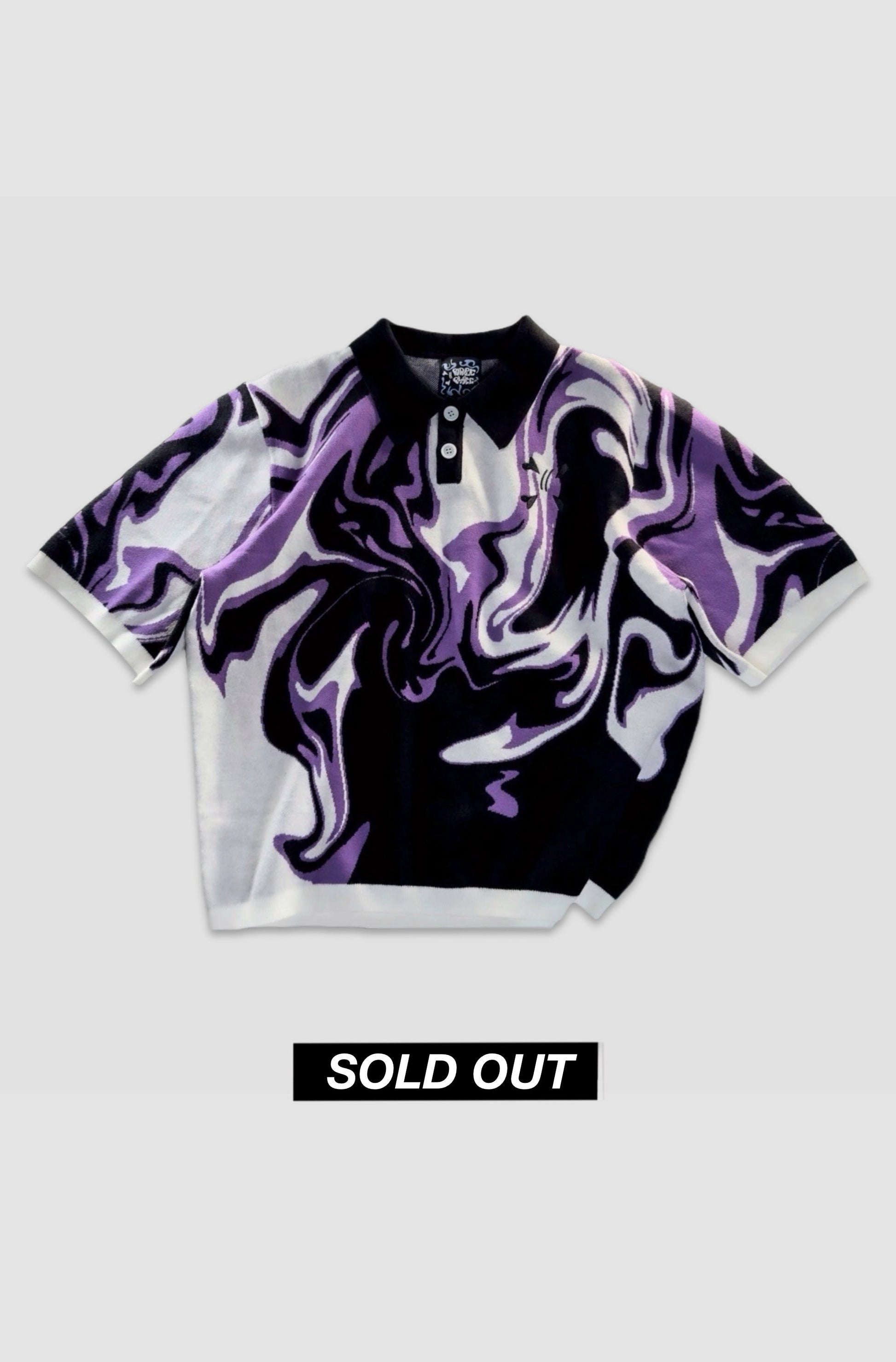 Knit tee White / Black / Purple (Sold out) - Purple Place