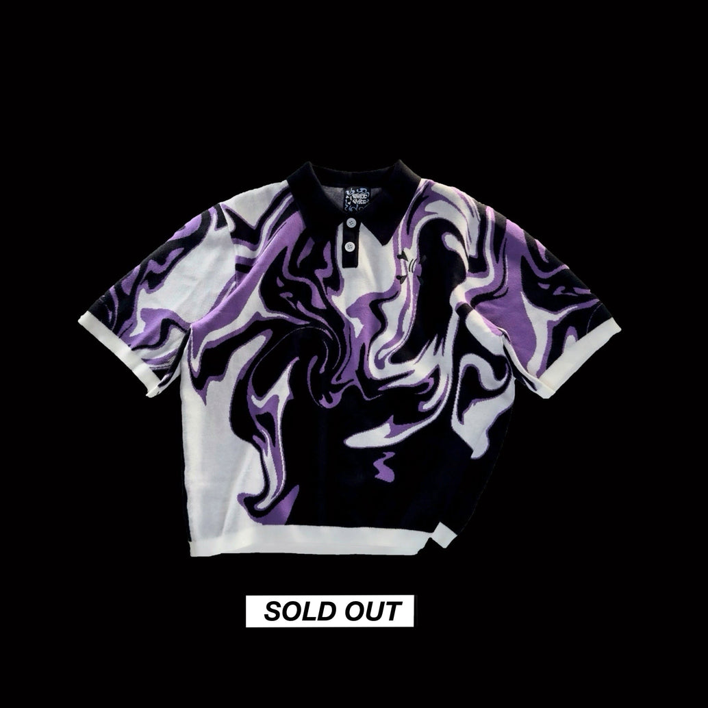 Knit tee White / Black / Purple (Sold out) - Purple Place