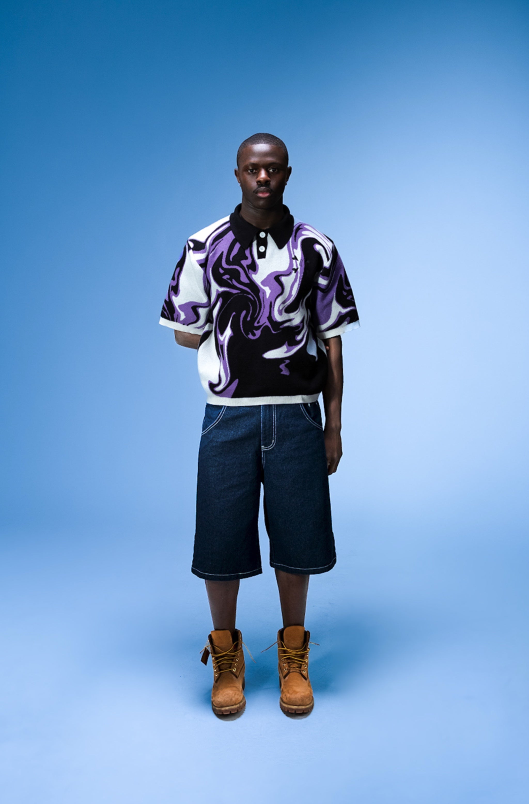 KNIT TEE WHITE / BLACK / PURPLE (SOLD OUT) - Purple Place