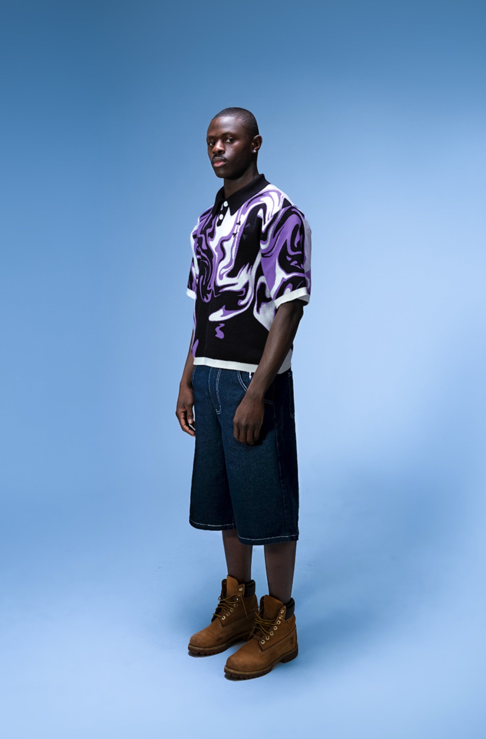 KNIT TEE WHITE / BLACK / PURPLE (SOLD OUT) - Purple Place