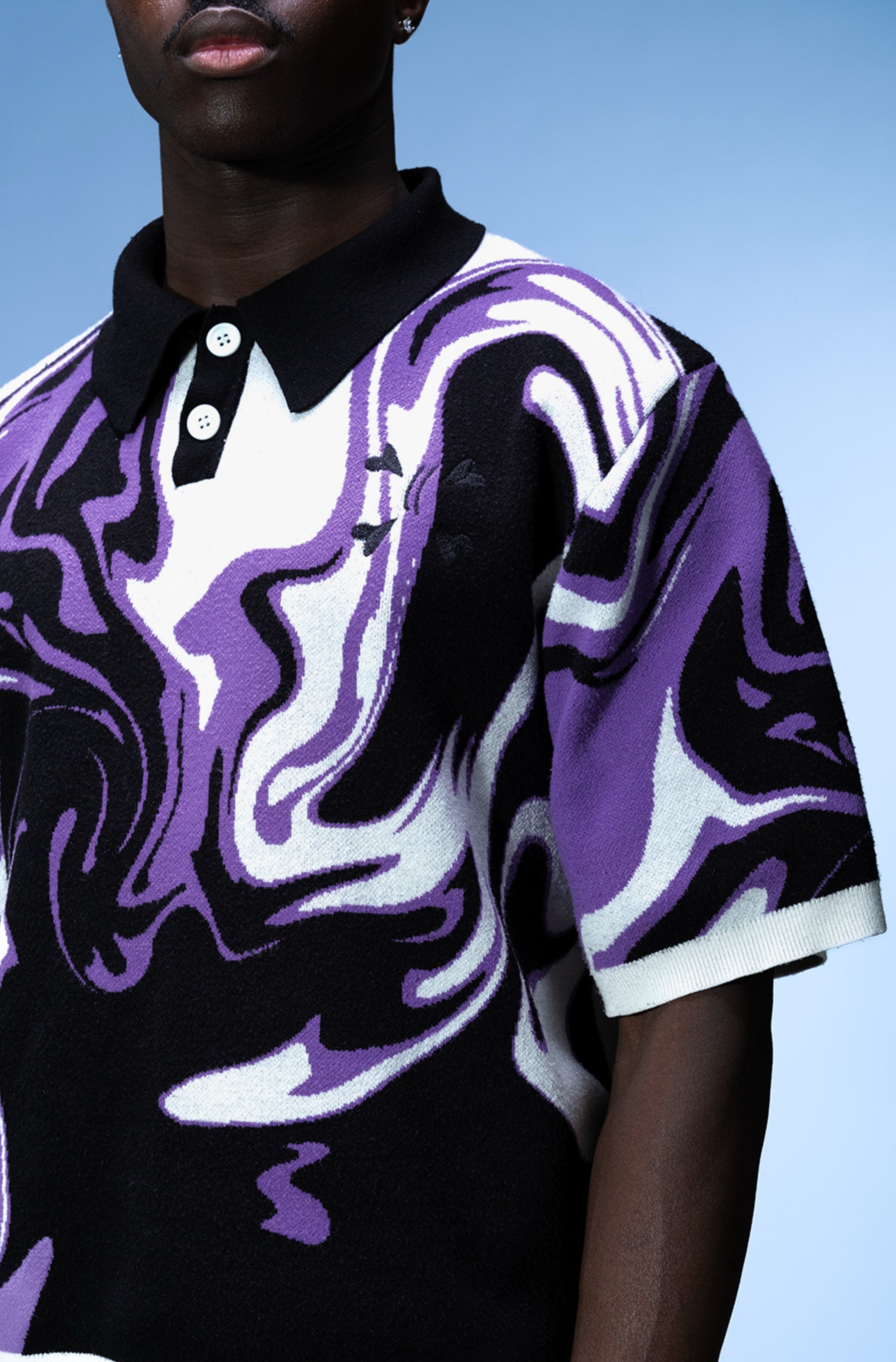 KNIT TEE WHITE / BLACK / PURPLE (SOLD OUT) - Purple Place