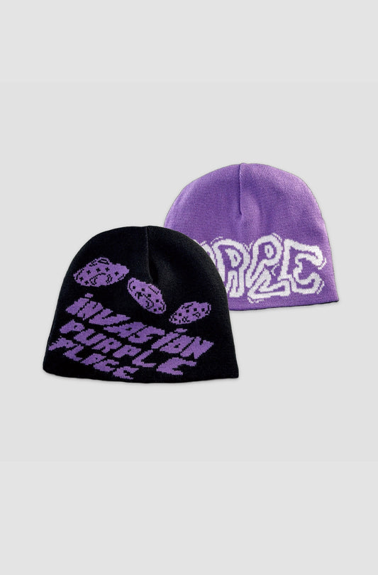 Reversible Invasion Beanie - Purple Place