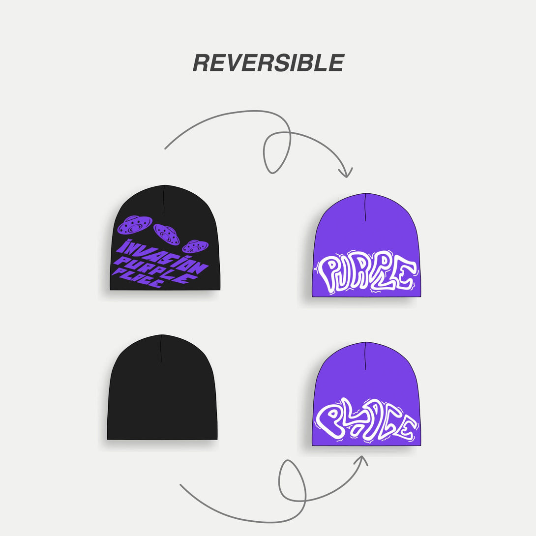 Reversible Beanie - Purple Place